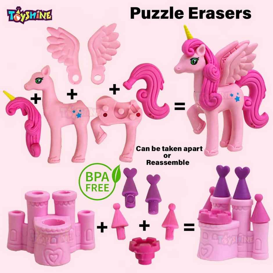 Toyshine Unicorn Stationery Set - Erasers, Pencils, Diary