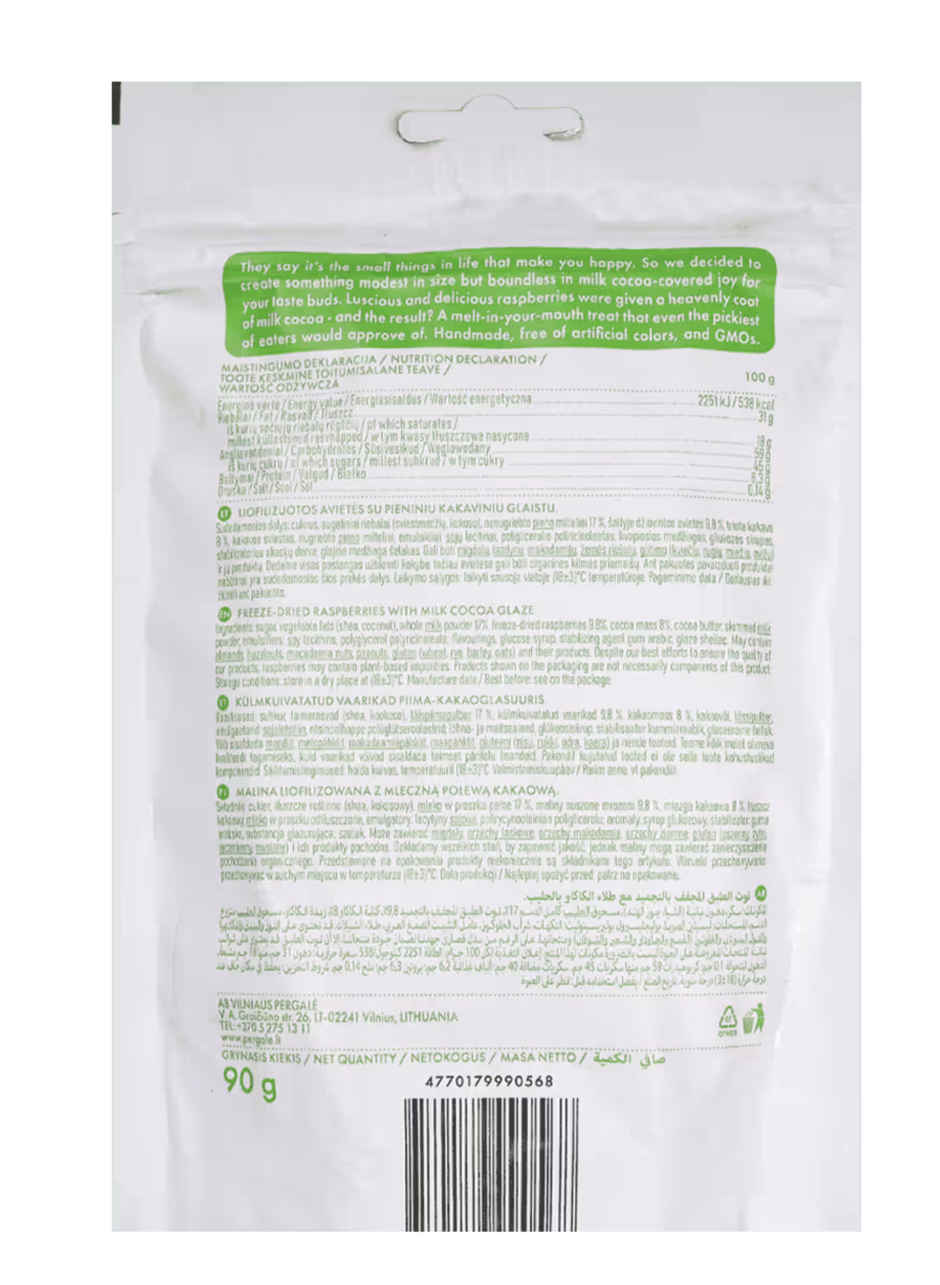 Pergale Picks Freeze Dried Raspberries W Milk Chocolate
