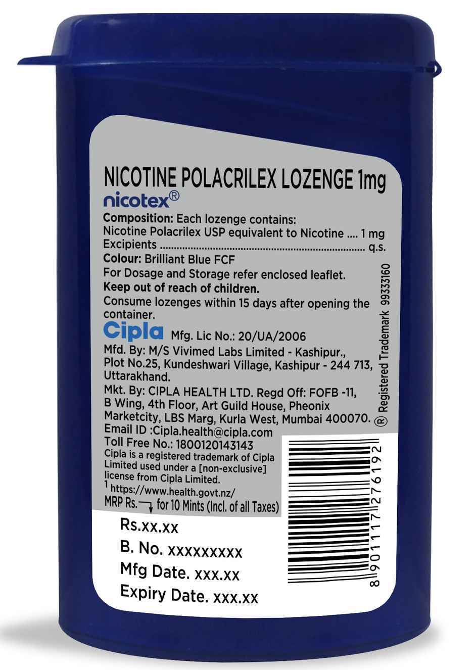 Nicotex Big Lozenges Mint Plus 1MG
