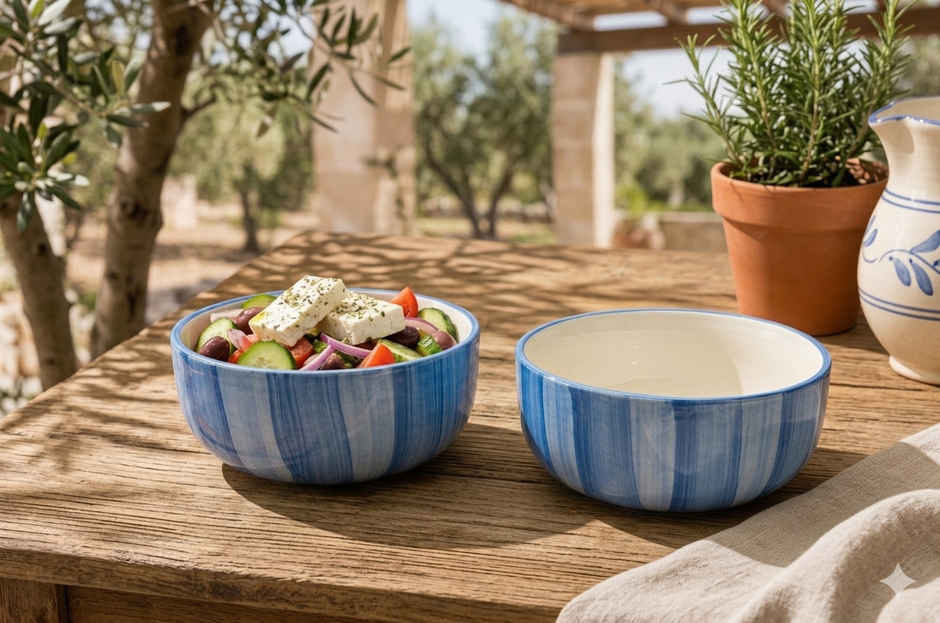 Saffron Carnival Print Ceramic Bowl (STP03) | 450 ml Each | Blue