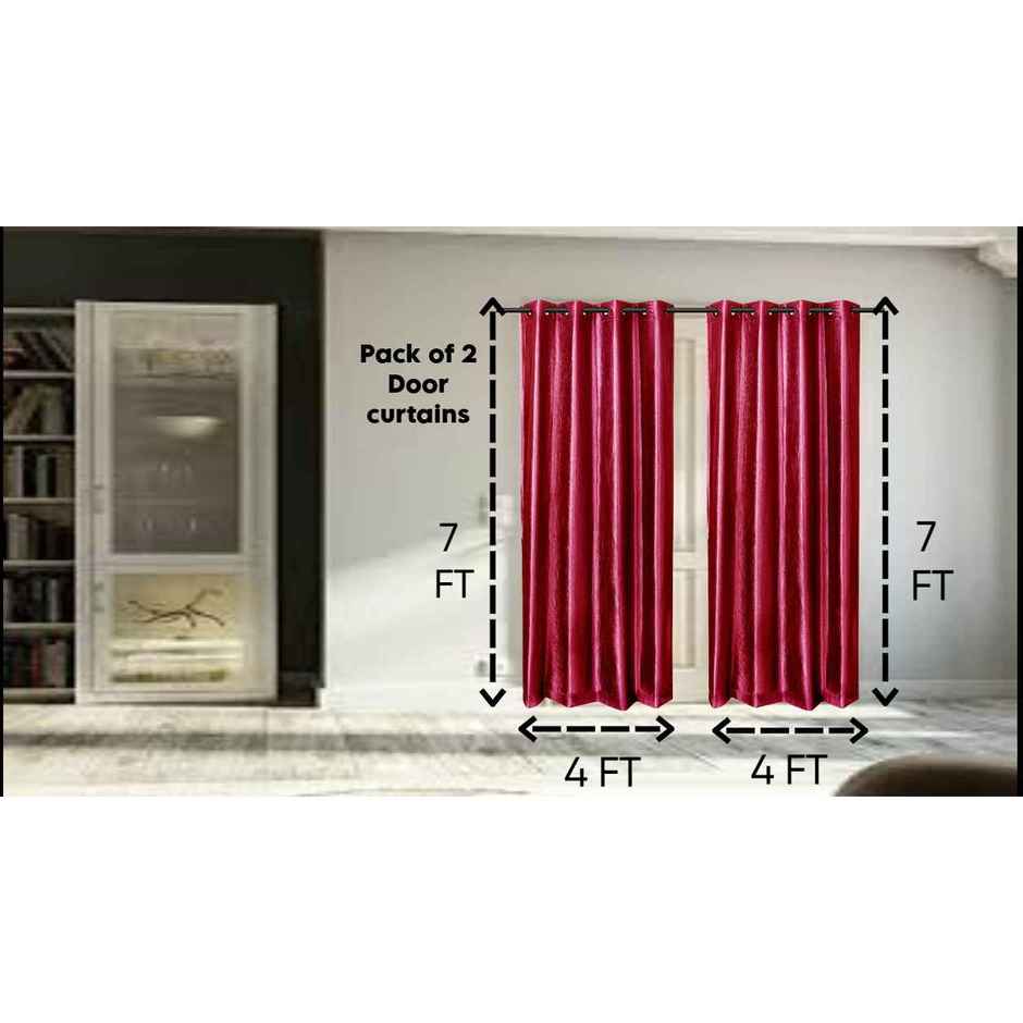 Antzco Plain Maroon Door Curtain 7 ft x 4 ft | Pack of 2 | DC09
