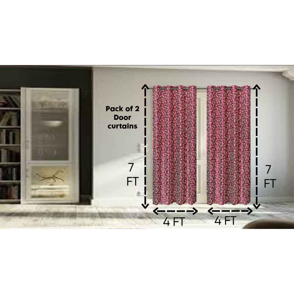 Antzco Maroon Printed Door Curtain 7 ft x 4 ft | Pack of 2 | DC06