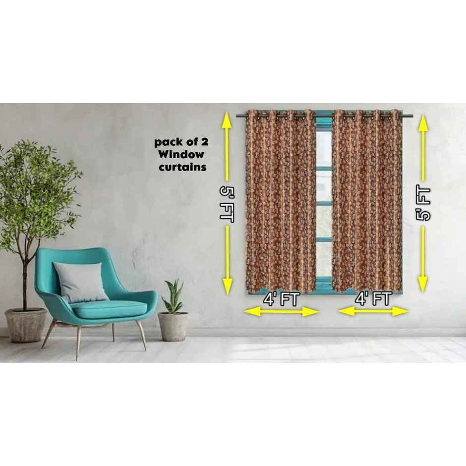 Antzco Light Brown Printed Window Curtain 5ft x 4ft Pack of 2 WC 08 2 PCS ITEM CODE (454811)