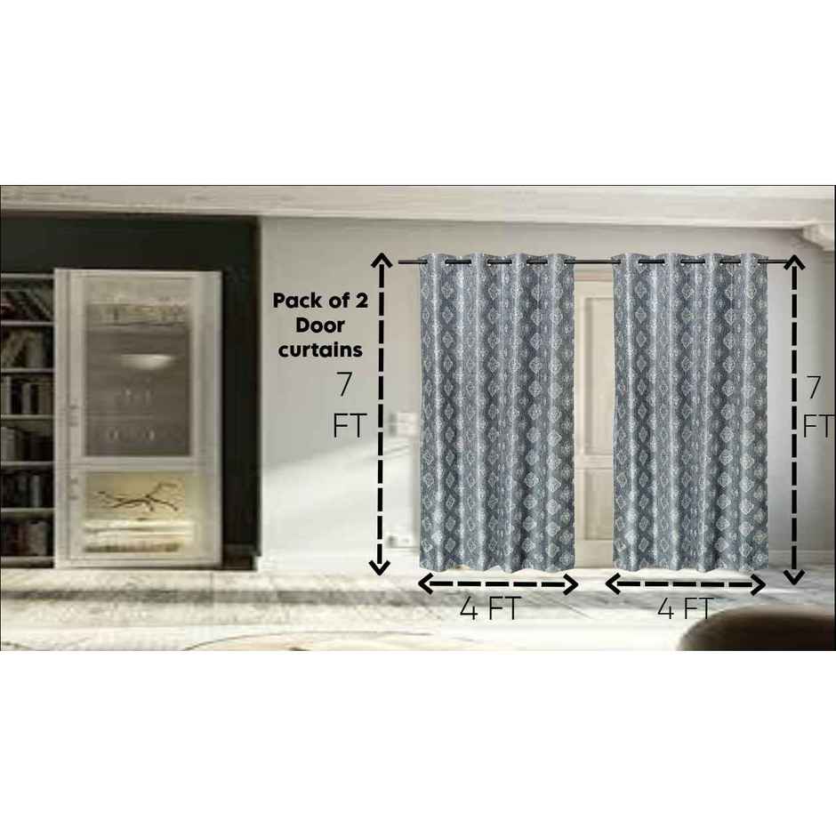 Antzco Grey Door Curtain Crazy Print 7 ft x 4 ft | Pack of 2 | DC01