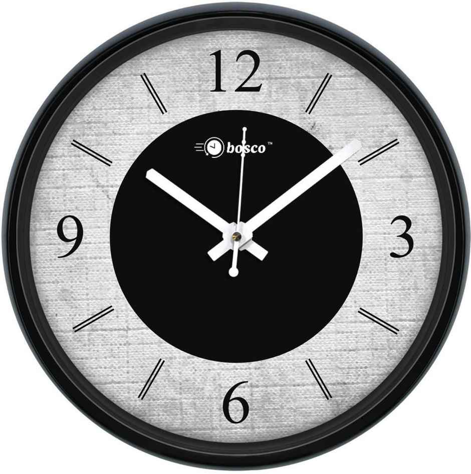 Bosco Decorative Silent Black and White 30 CM Round Wall Clock BWC 1601