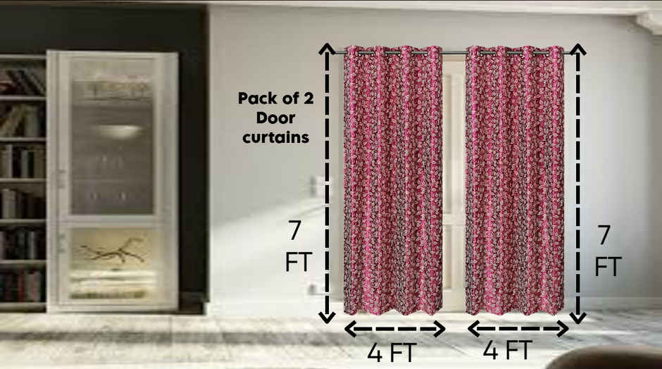 Antzco Maroon Printed Door Curtain 7 ft x 4 ft | Pack of 2 | DC06