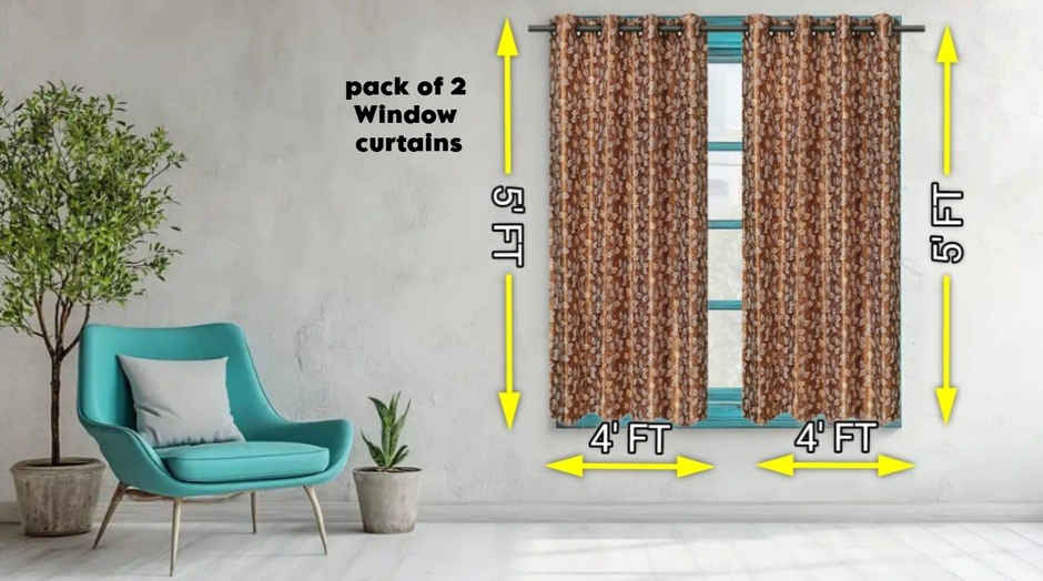Antzco Light Brown Printed Window Curtain 5ft x 4ft Pack of 2 WC 08 2 PCS ITEM CODE (454811)