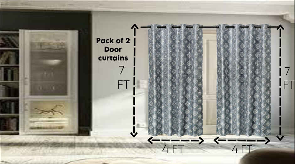 Antzco Grey Door Curtain Crazy Print 7 ft x 4 ft | Pack of 2 | DC01