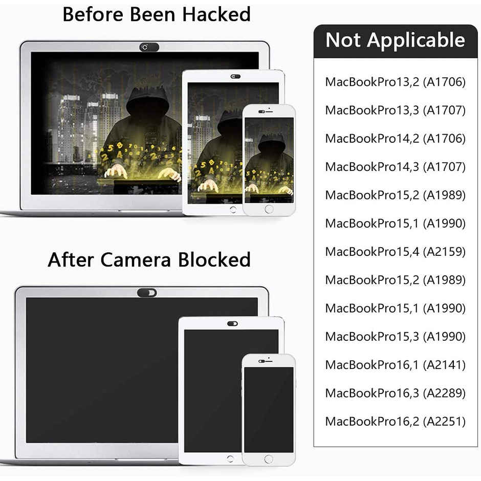 Striff Webcam Cover Slide, Ultra Thin Laptop Camera Cover Slide Blocker for Computer MacBook Pro iMac PC Tablet (Pack of 3) - Black