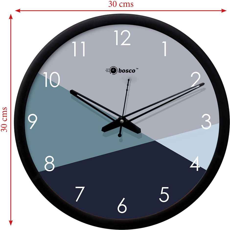 Bosco Decorative Silent Multicolour with Black Frame 30 CM Round Wall Clock BWC 1609