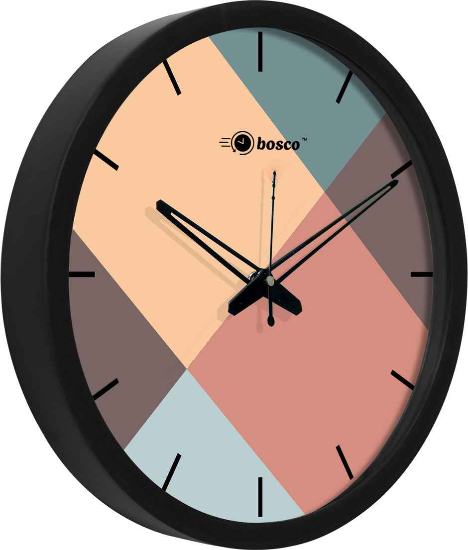 Bosco Decorative Silent Multicolour with Black Frame 30 CM Round Wall Clock BWC 1608
