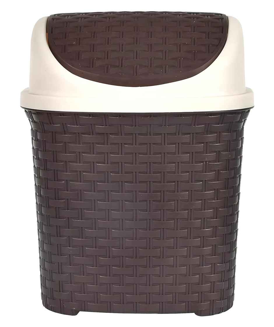Kuber Industries Plastic Dustbin with Swing Lid | 7 Litre | Garbage Bin | Brown