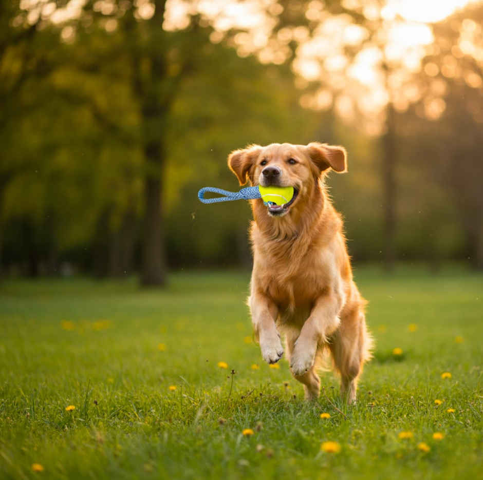 Super Pet Throw & Pull Ball Dog Toy Large | Yellow & Sky Blue)