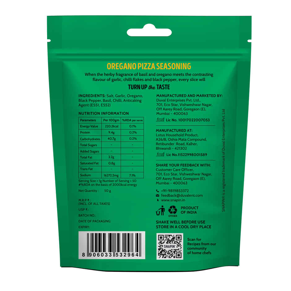 Snapin Oregano Pizza Seasoning Sachet Pouch