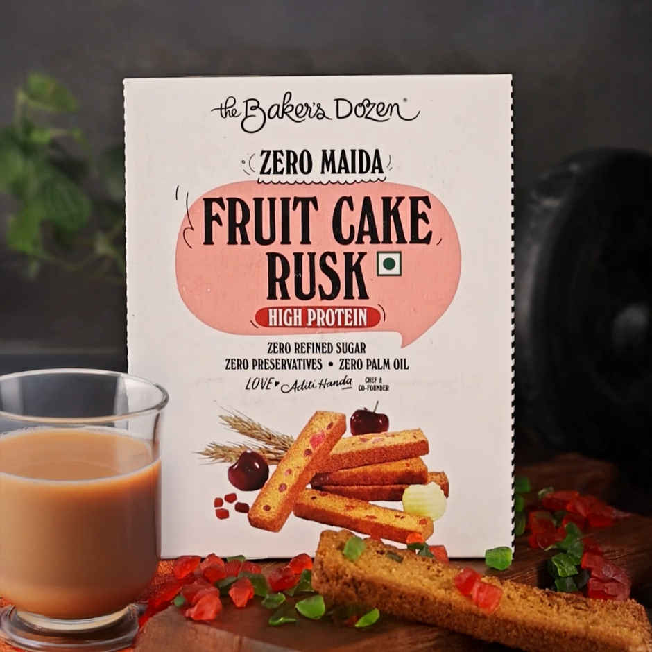 The Baker's Dozen Zero Maida Fruit Cake Rusk - High Protein