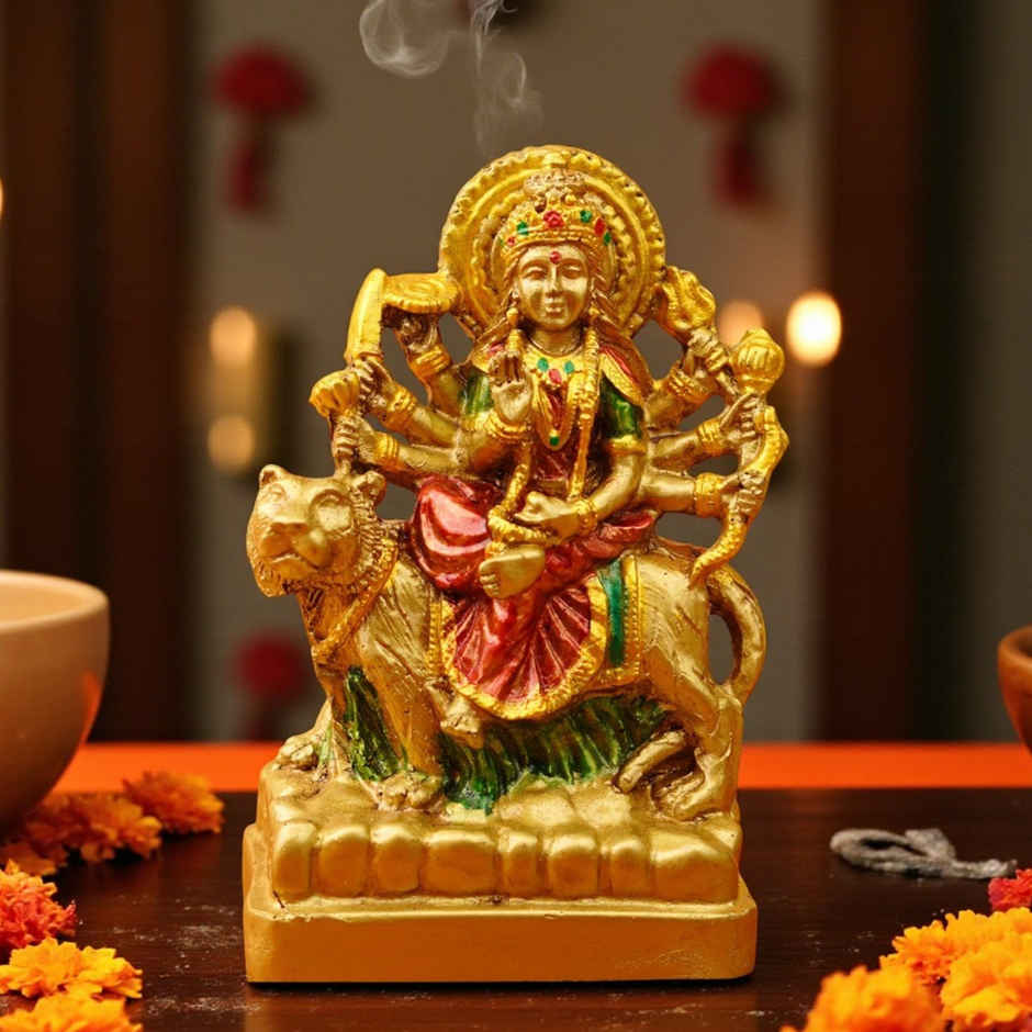 Antique Gold Maa Durga | Resin Idol | ServDharm