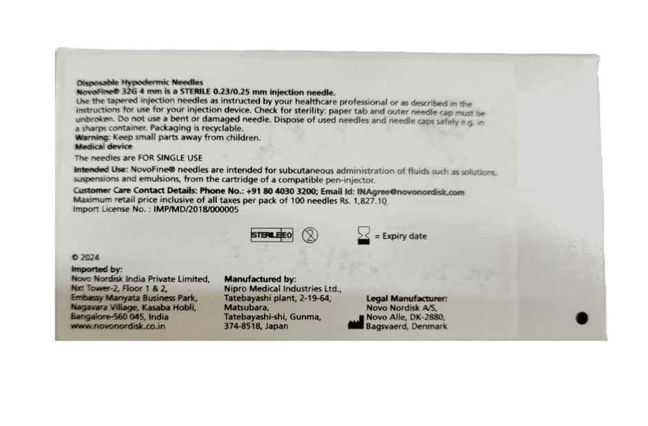 Novofine 32G 4mm Needle