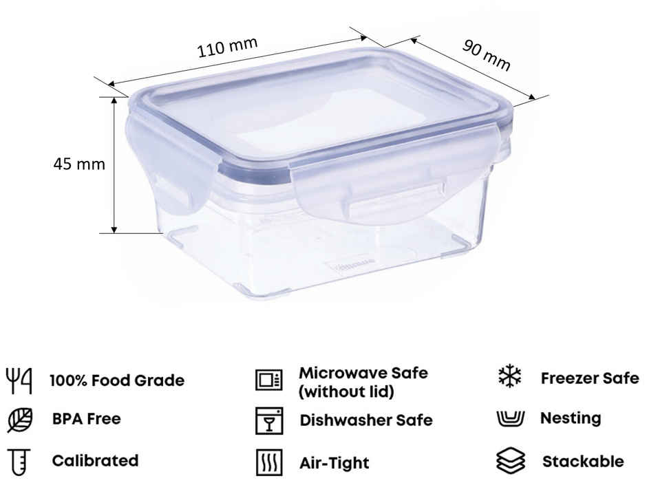 All Time Lock & Safe Storage Container 200 ml x 3 Pcs set (Colour May Vary)