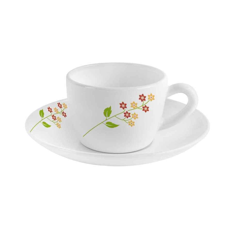 Cello Opalware Dazzle Queen Cup & Saucer 130 ml 6 Units | Secret Garden, White