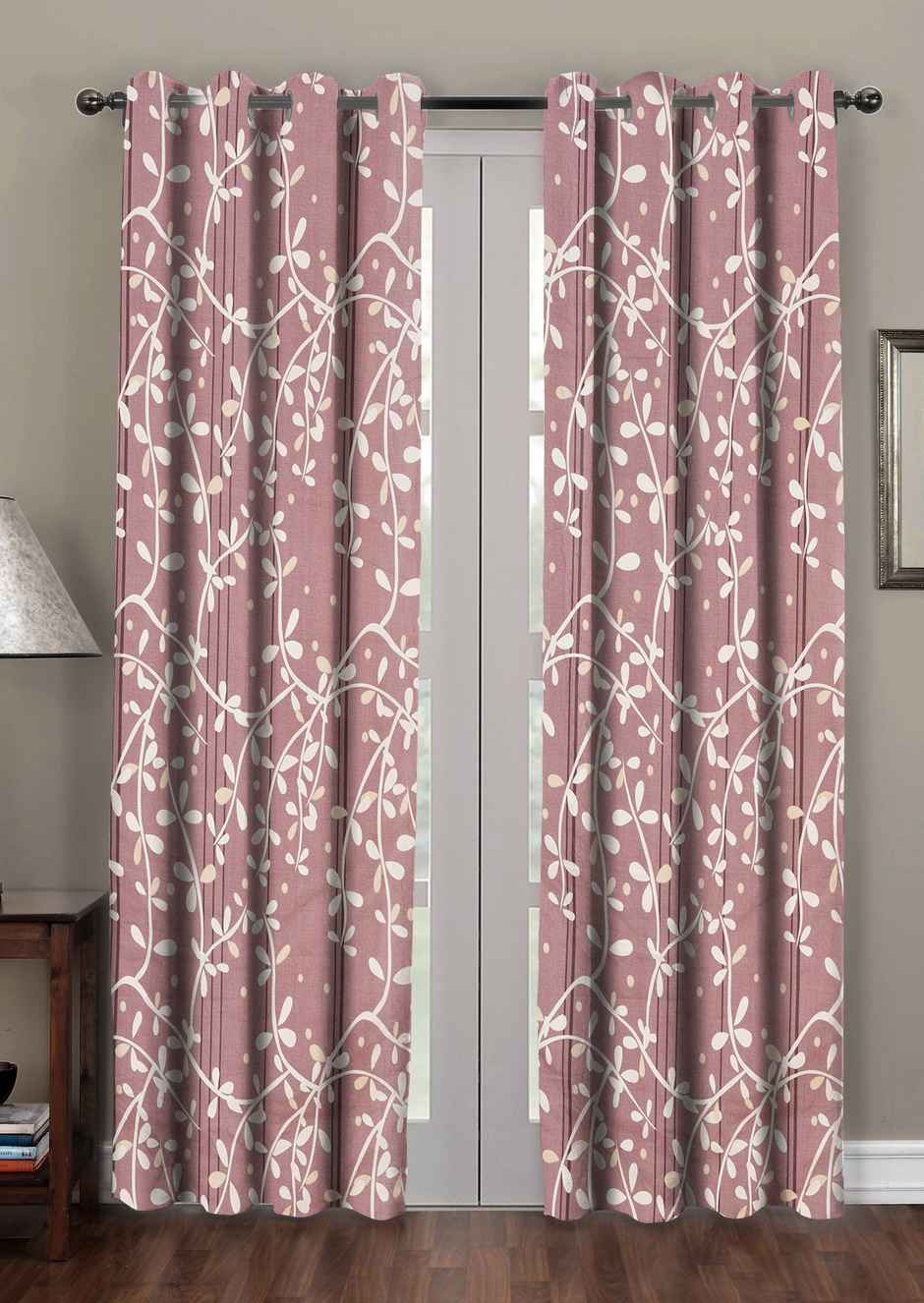 BAY6 Polyester Long Door Curtains - Set of 2 - (8x4 ft) - Brown