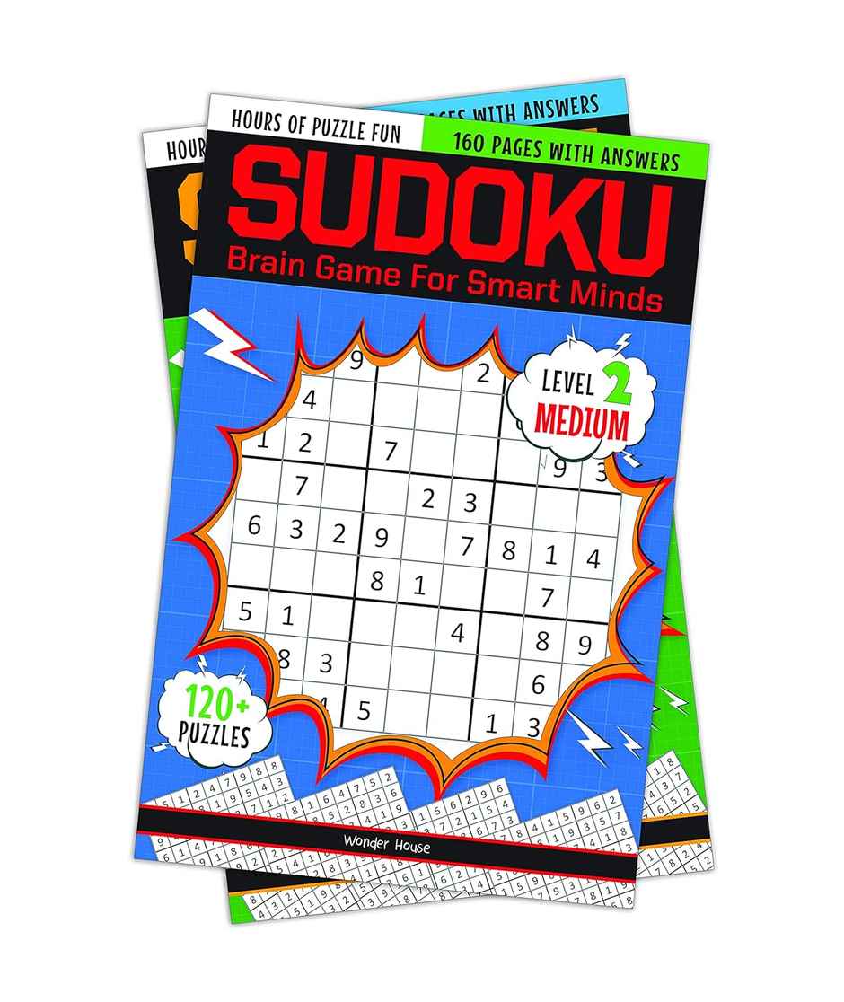 Sudoku - Brain Games for Smart Minds Level 2 Medium - Brain Booster Puzzles for Kids, 120+ Fun Game