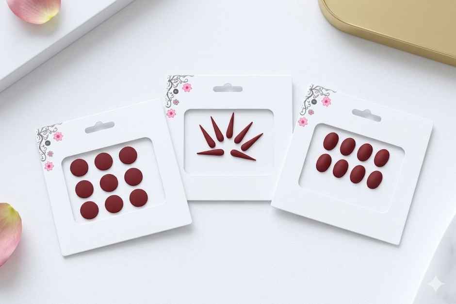The Opal Factory Round Oval and Long Drop Waterproof Bindi | Maroon - Large Size