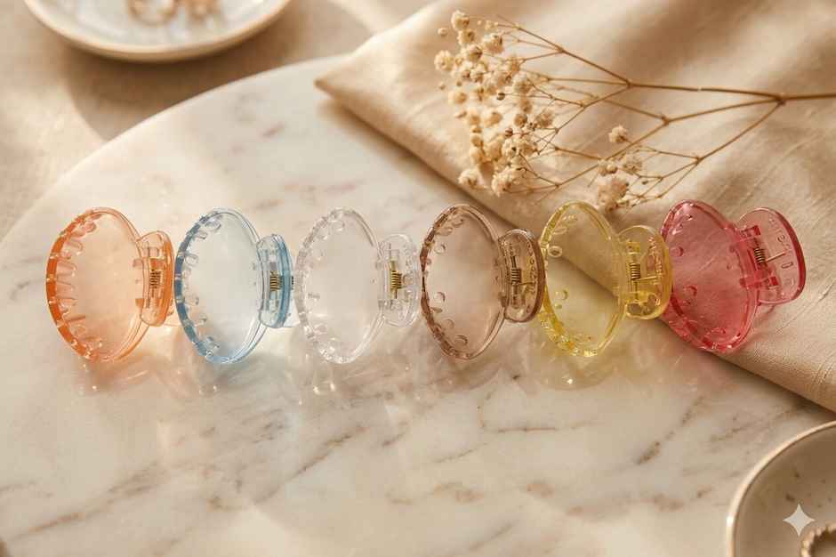 Small Claw Clip Round for Girls and Women - Multicolor