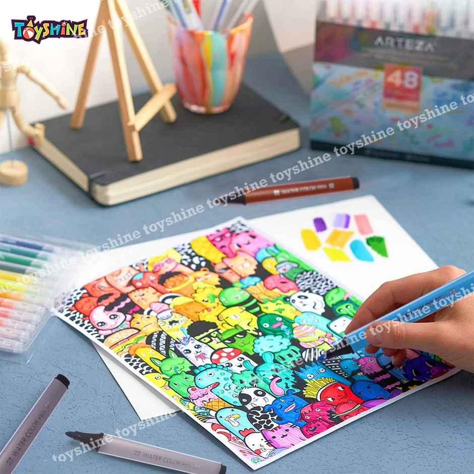 Toyshine 24 Pc Washable Watercolor Pens Set Drawing Materials Craft Supplies Return Gift