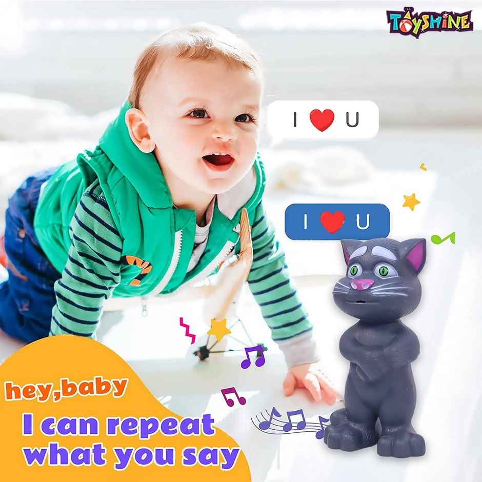 Toyshine Mimicing Repeat What You Say Talking Cat For Kids Birthday (2-5 Year Old) - Grey