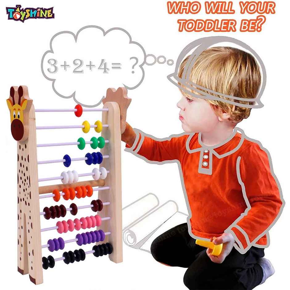 Toyshine Giraffe Wooden Abacus & Play Center - Educational Learning Toy | Multicolor | 3+ years