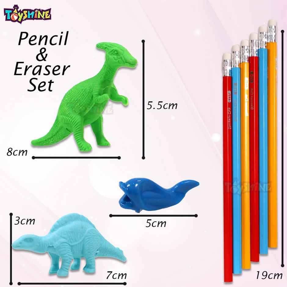 Toyshine Pack of 13 Dinosaur Erasers & Stationery Set