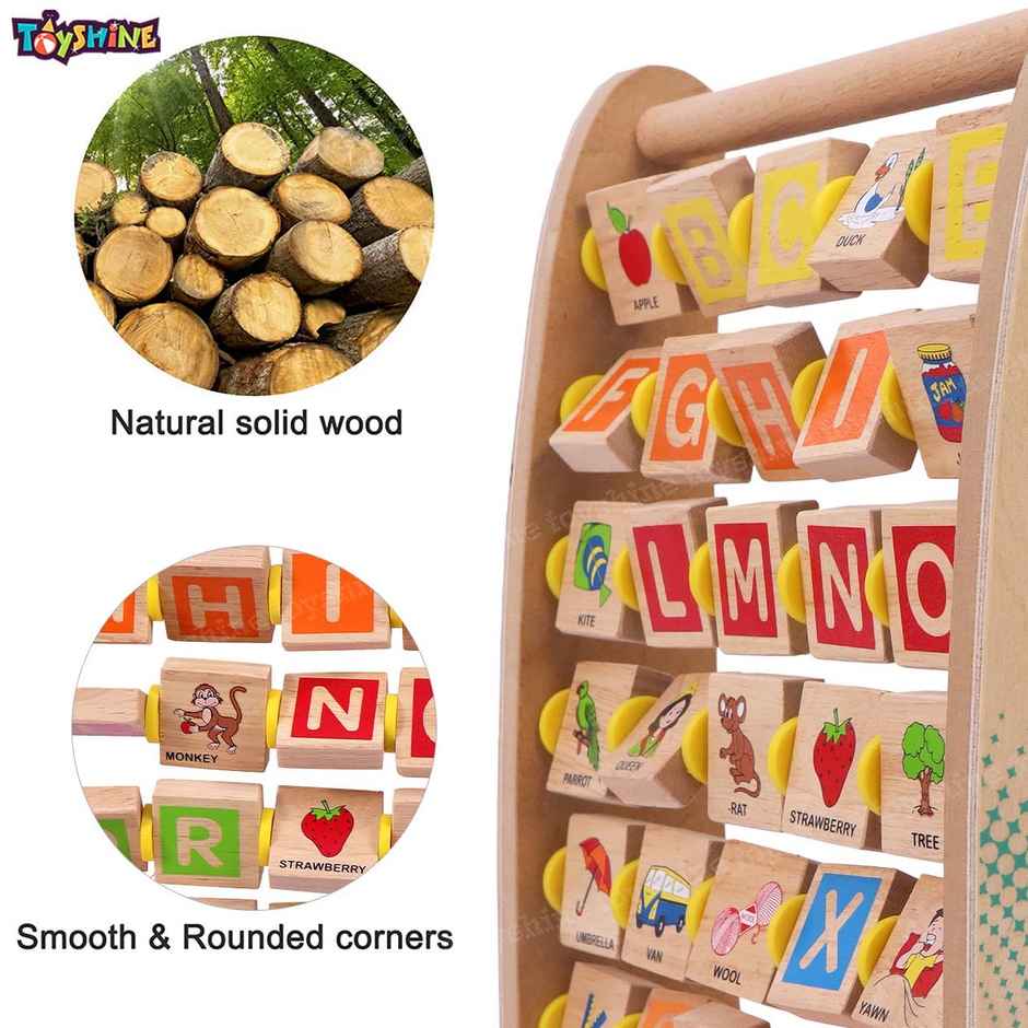 Toyshine Alph-Abacus Wooden Learning Toy 36-Tile Educational Abacus Tool