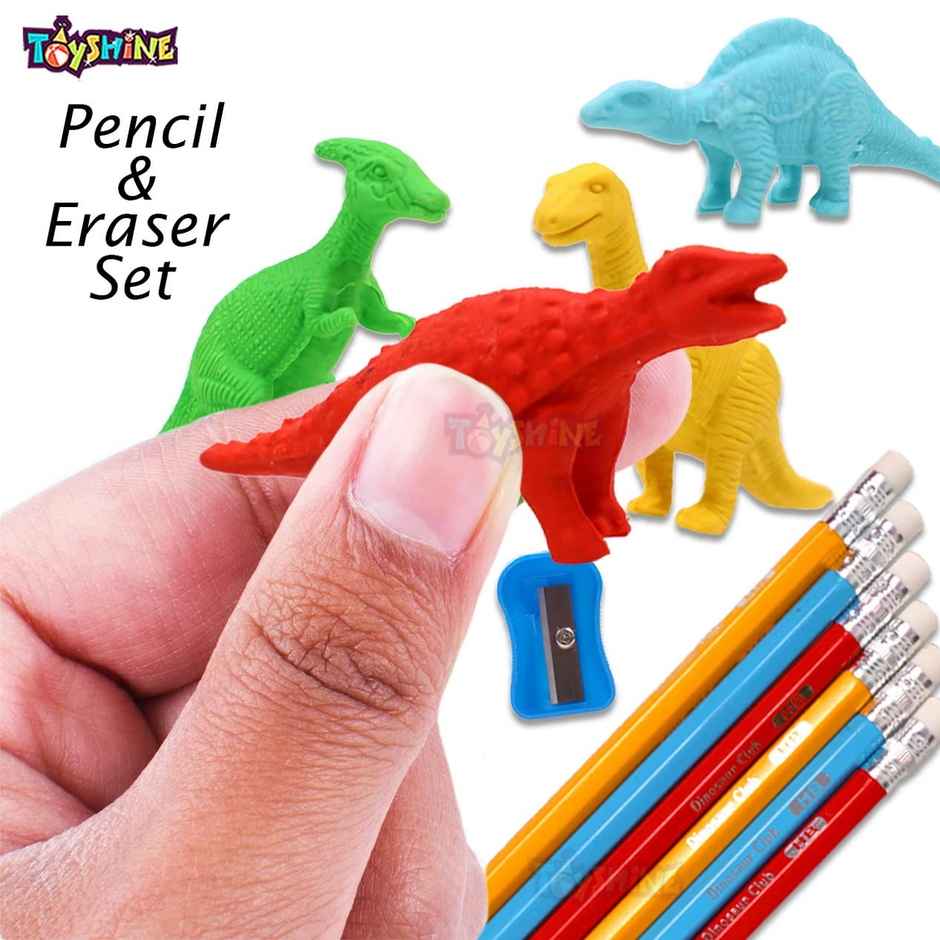 Toyshine Pack of 13 Dinosaur Erasers & Stationery Set