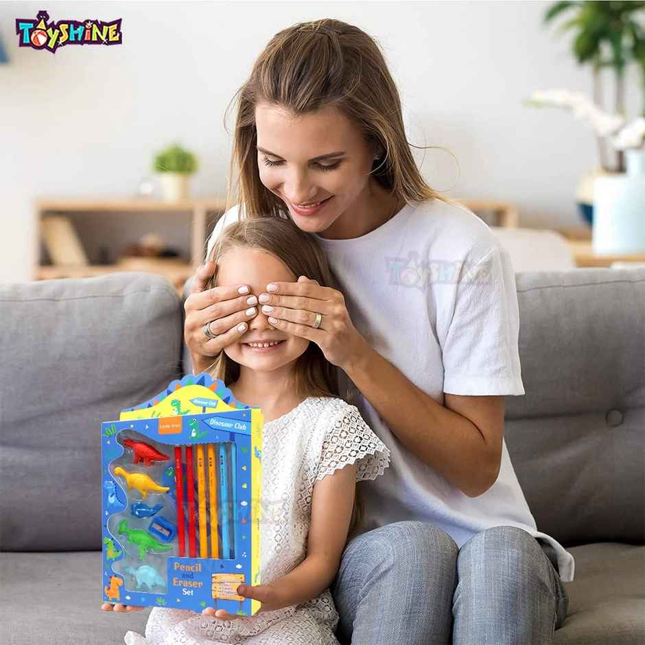 Toyshine Pack of 13 Dinosaur Erasers & Stationery Set