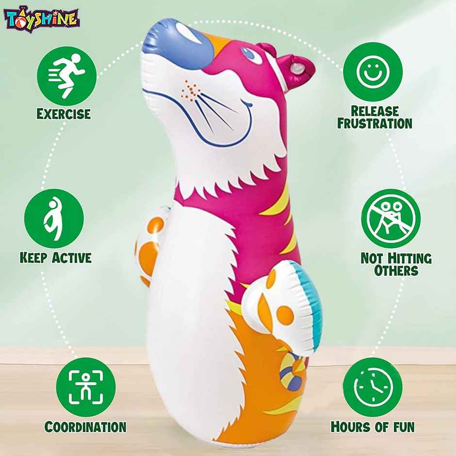 Toyshine Inflatable Hit Me Bop Bag - Boxing Wrestling Tiger Toy for Kids | Yellow