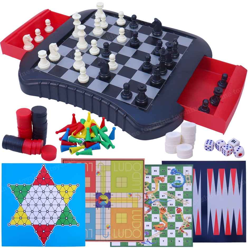 Toyshine 6-in-1 Magnetic Game Set with Chess, Ludo, and More