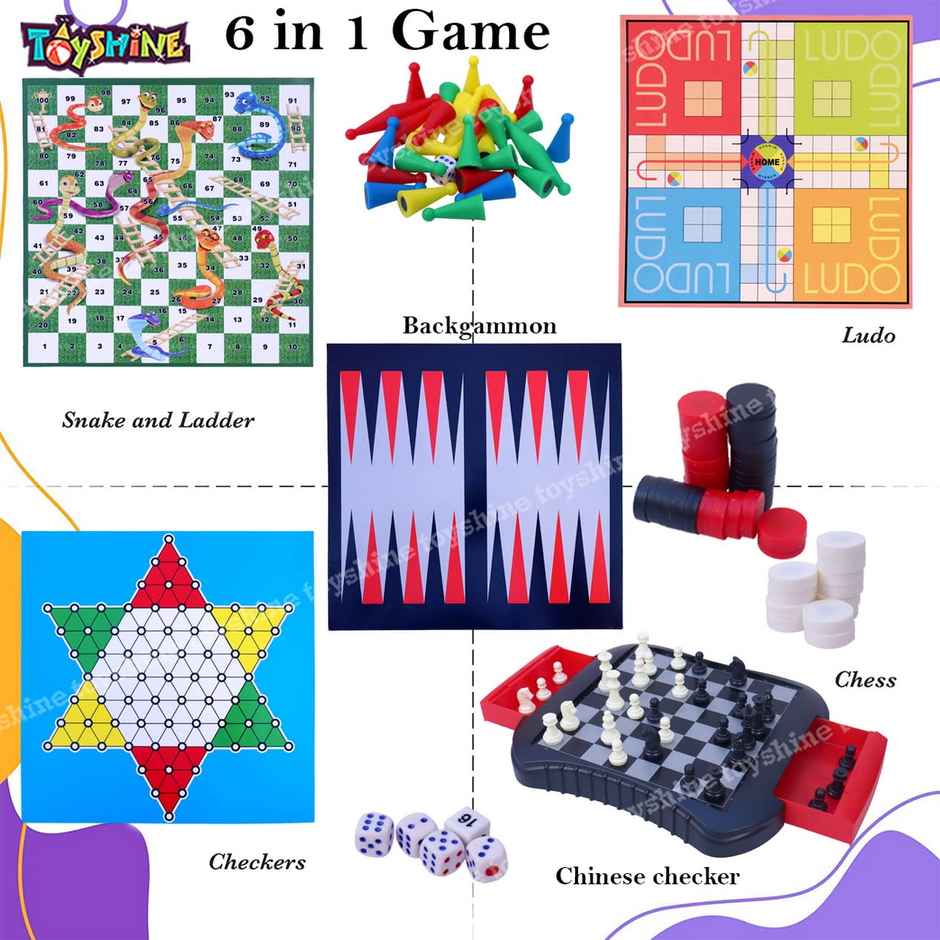 Toyshine 6-in-1 Magnetic Game Set with Chess, Ludo, and More