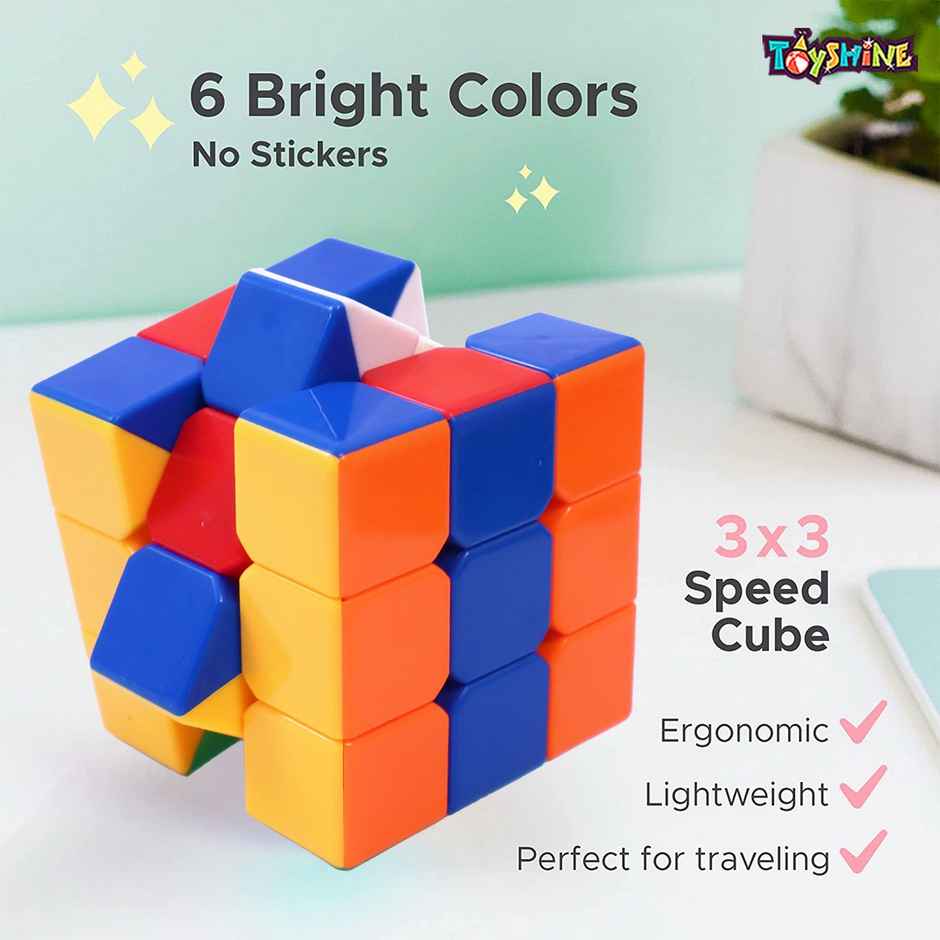 Toyshine High Stability Stickerless - 3X3X3 Speed Cube, Multi Color, Kids and Professionals