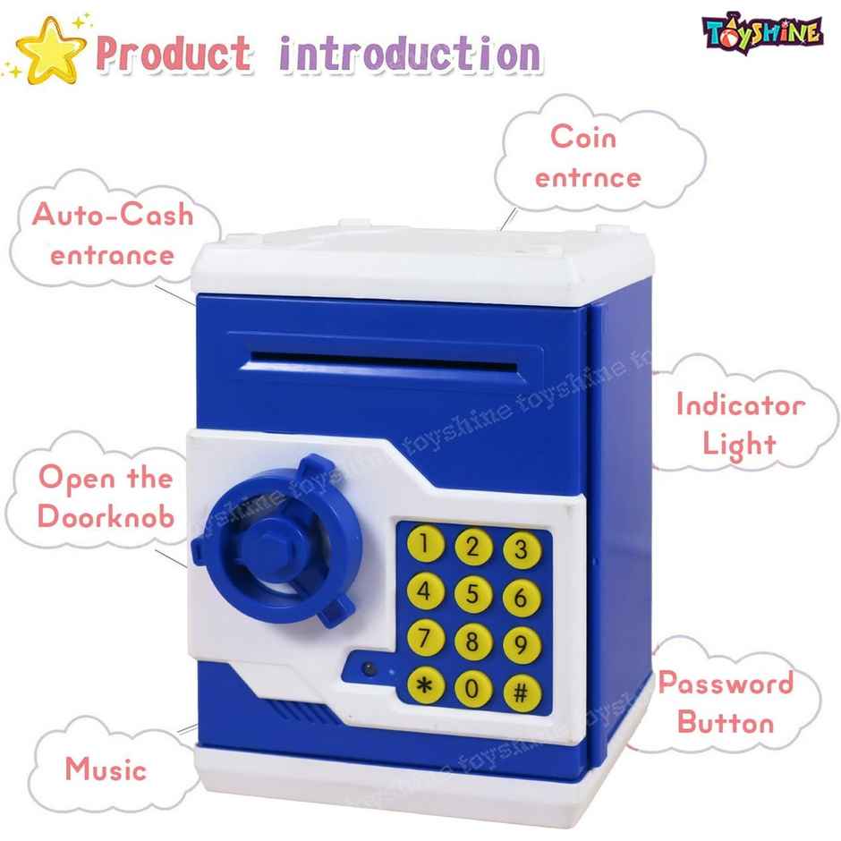 Toyshine Piggy Bank Money Box With Electronic Lock | Atm Machine | Electronic | Blue
