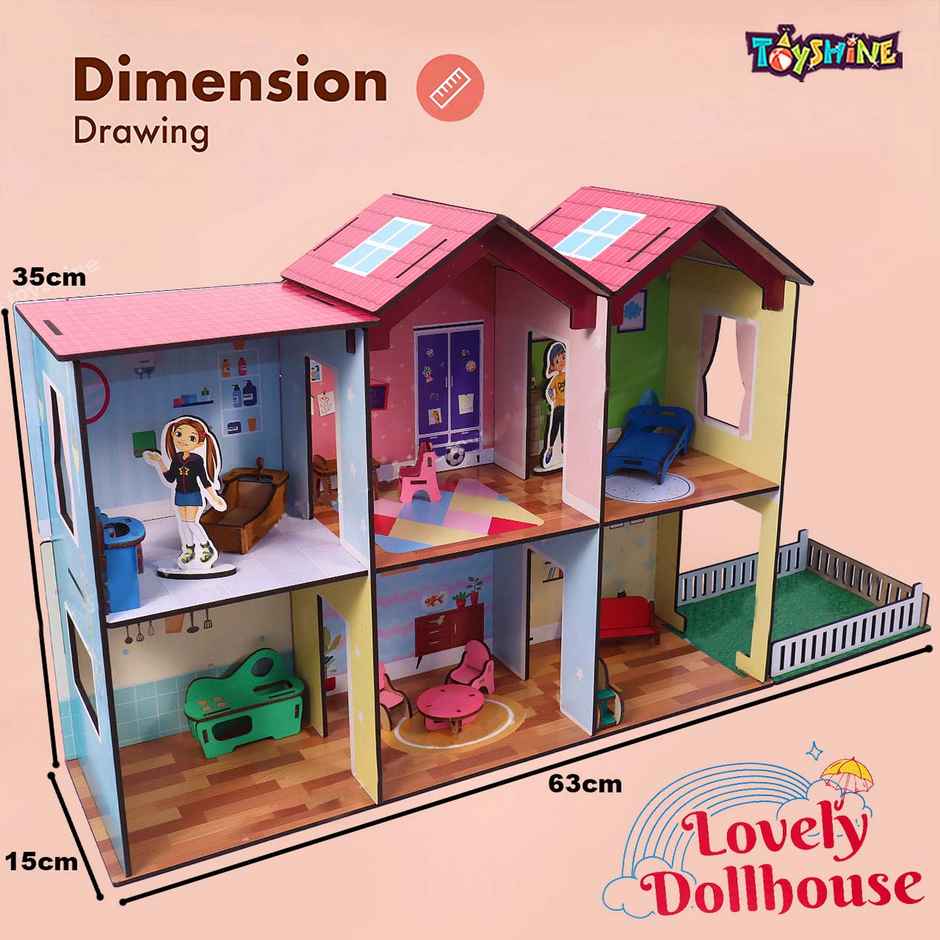Toyshine Big Size Wooden Diy Doll House Learning Game (4 - 10 Years)