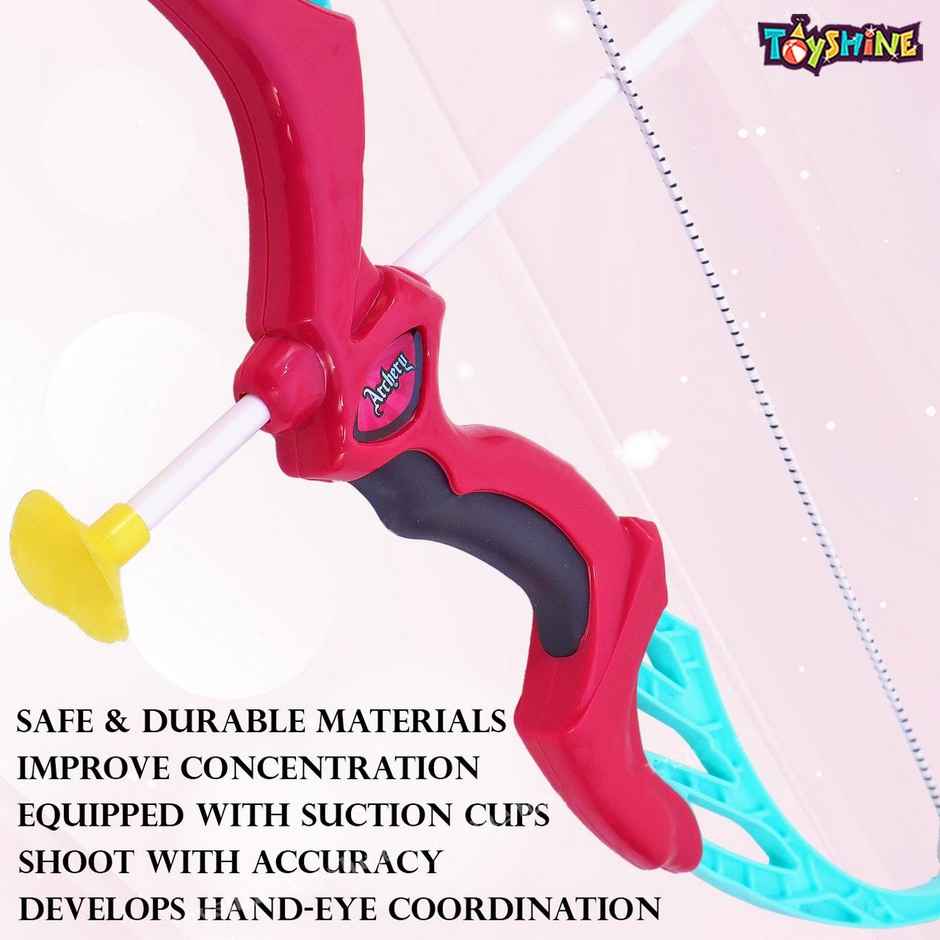 Toyshine Plastic Bow & Arrow Set with Quiver & Target | Pink