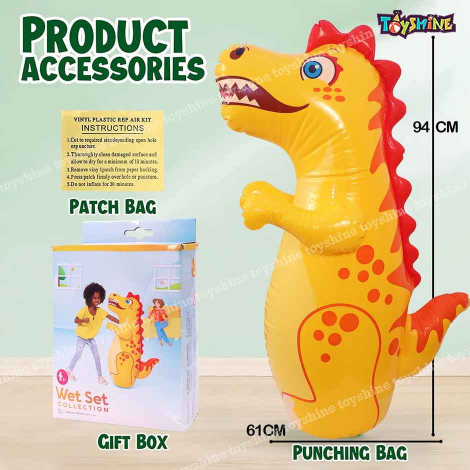 Toyshine Inflatable Dino Boxing Bop Bag for Kids