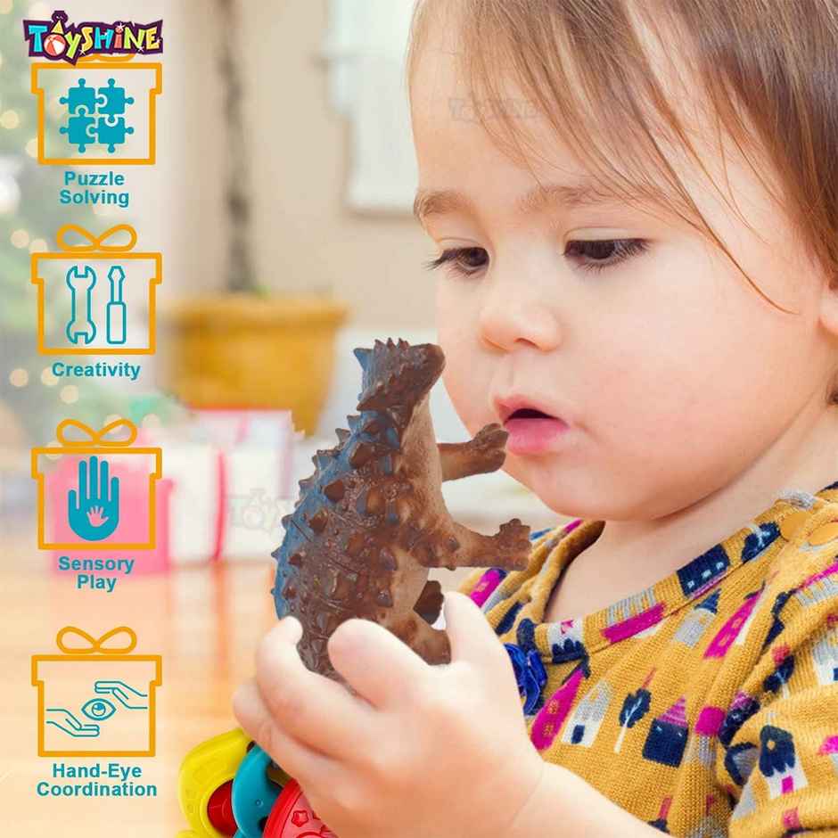 Toyshine Pack of 13 Big Size Soft Wild Animal Dinosaur Rubber Play Toy for Kids Baby 3-7 Year Old