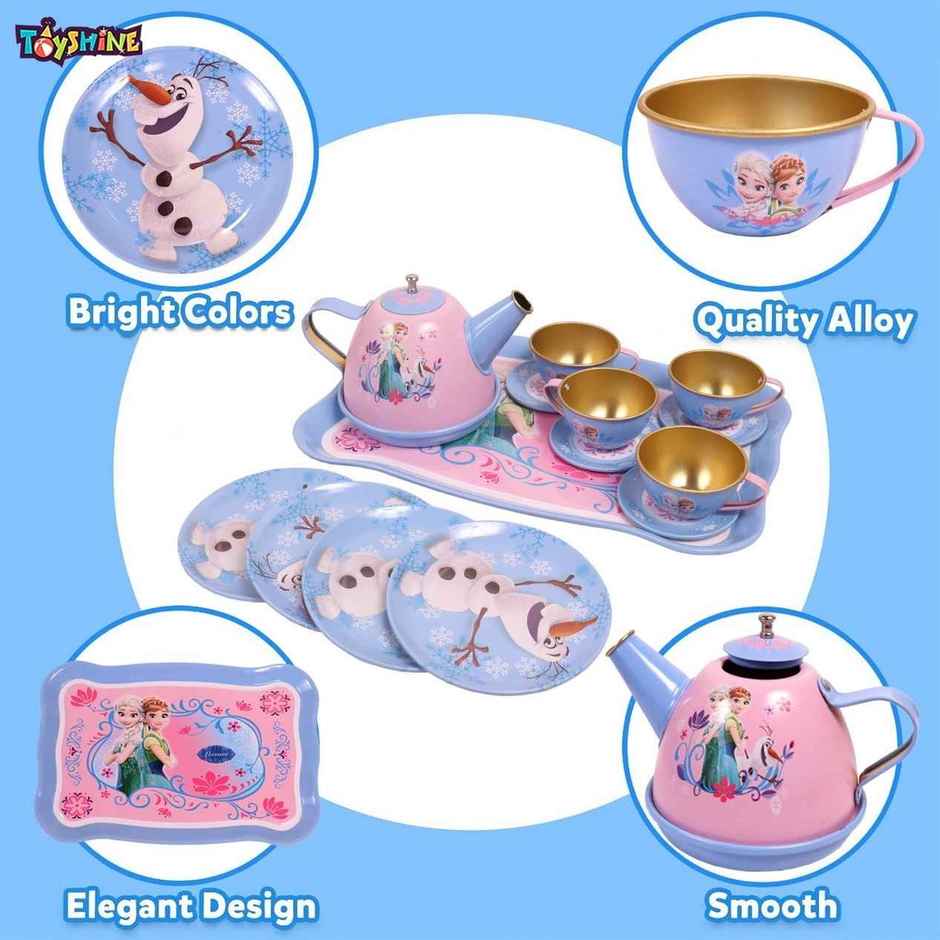 Toyshine 14 Pcs Stainless Steel Tea Party Kitchen Set Toy for Girls and Boys | Assorted