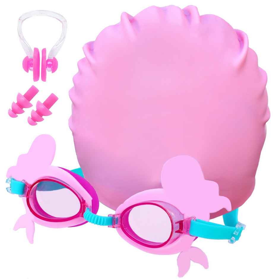 Toyshine Kids Swim Goggles and Swim Hat Combo - Age 3-12 (Mermaid)
