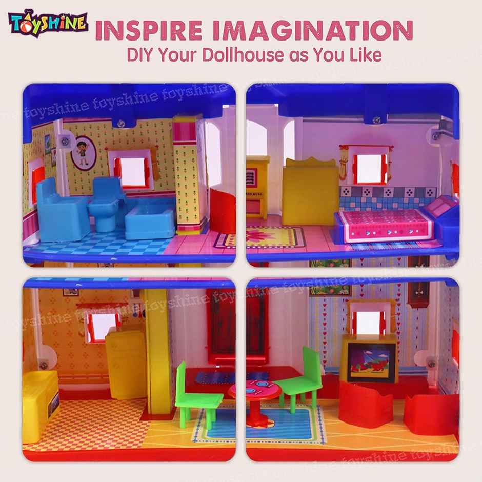 Toyshine Marry'S Home Sweet Dream Diy Doll House With 2 Compartment And Furniture Accessories