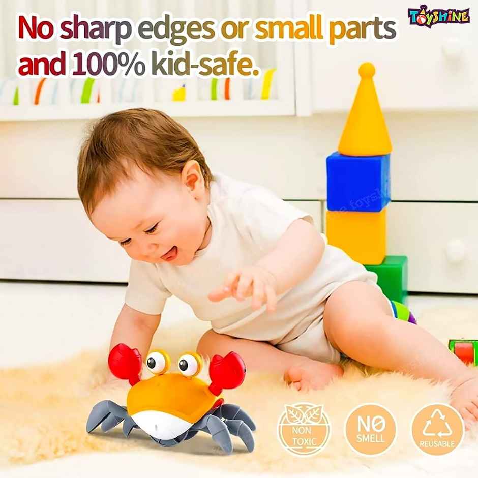 Toyshine Cute Walking Moving Dancing Crab Learning Crawl Sensory Interactive Usb Rechargeable Toy