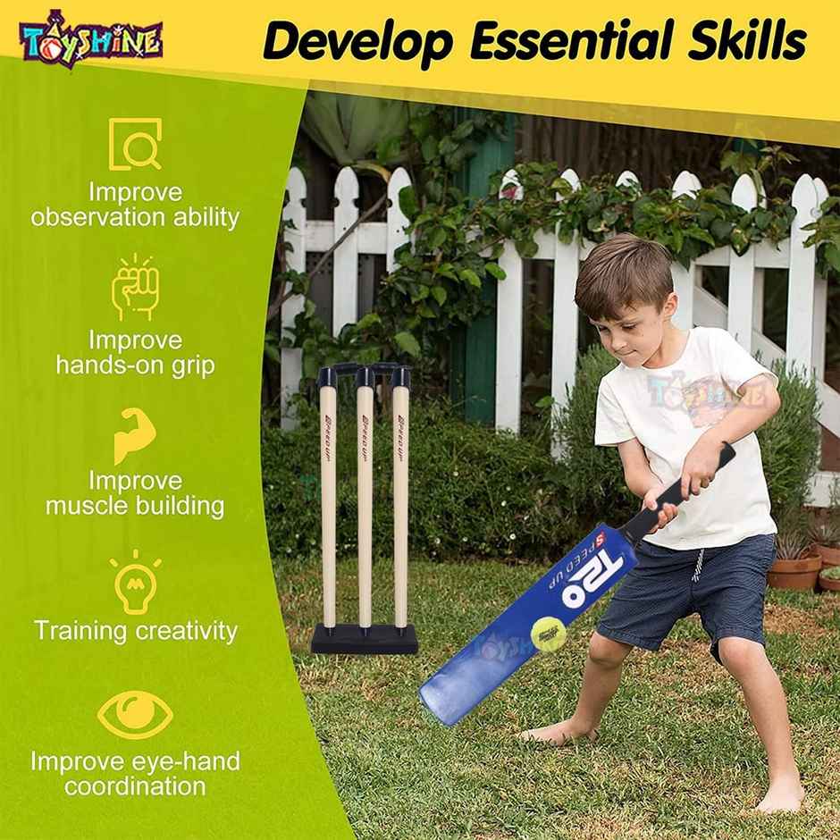 Toyshine T-20 Cricket Kit with Bat | 4 | Blue
