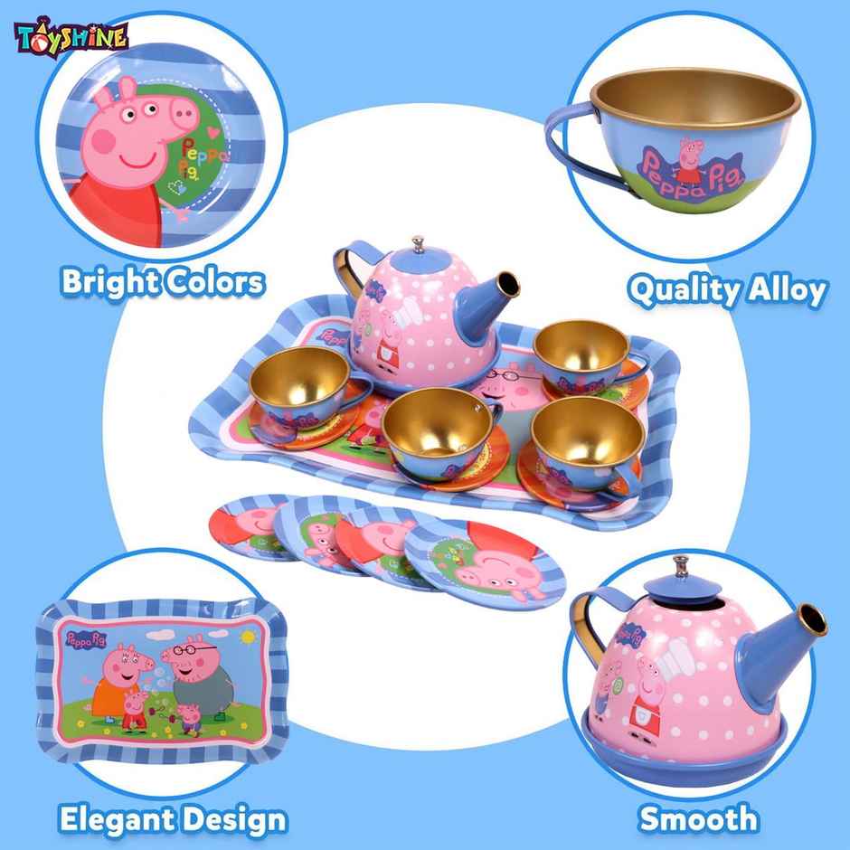 Toyshine 14 Pcs Stainless Steel Kitchen Set Tea Party Kitchen Set Toy For Girls Boys - Model C
