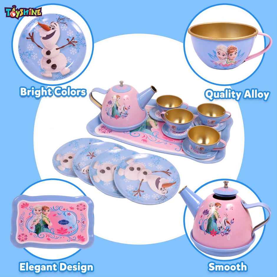 Toyshine 14 Pcs Stainless Steel Tea Party Kitchen Set Toy For Girls and Boys | Model A | Assorted